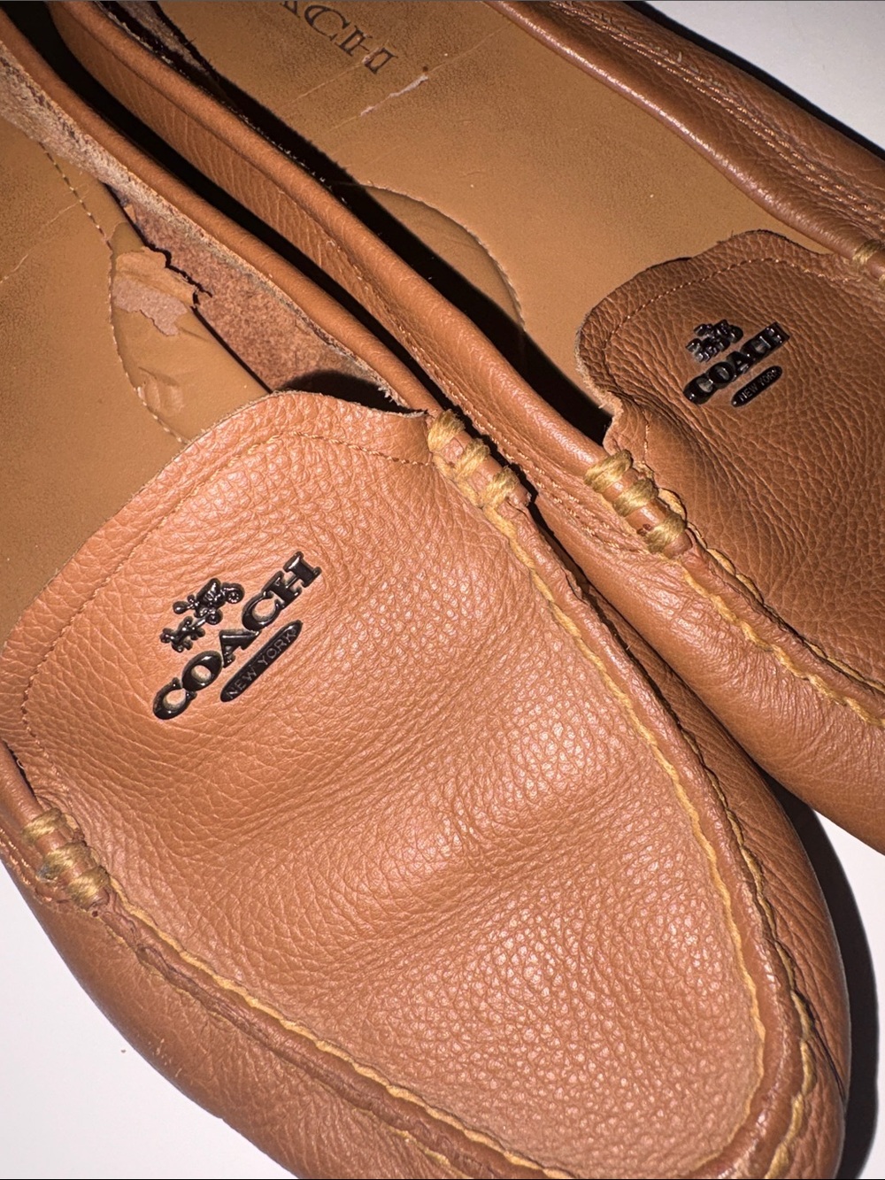 COACH Women's Brown Tan Leather Moccasin Loafers MARY LOCK UP size 10 - Picture 12 of 12